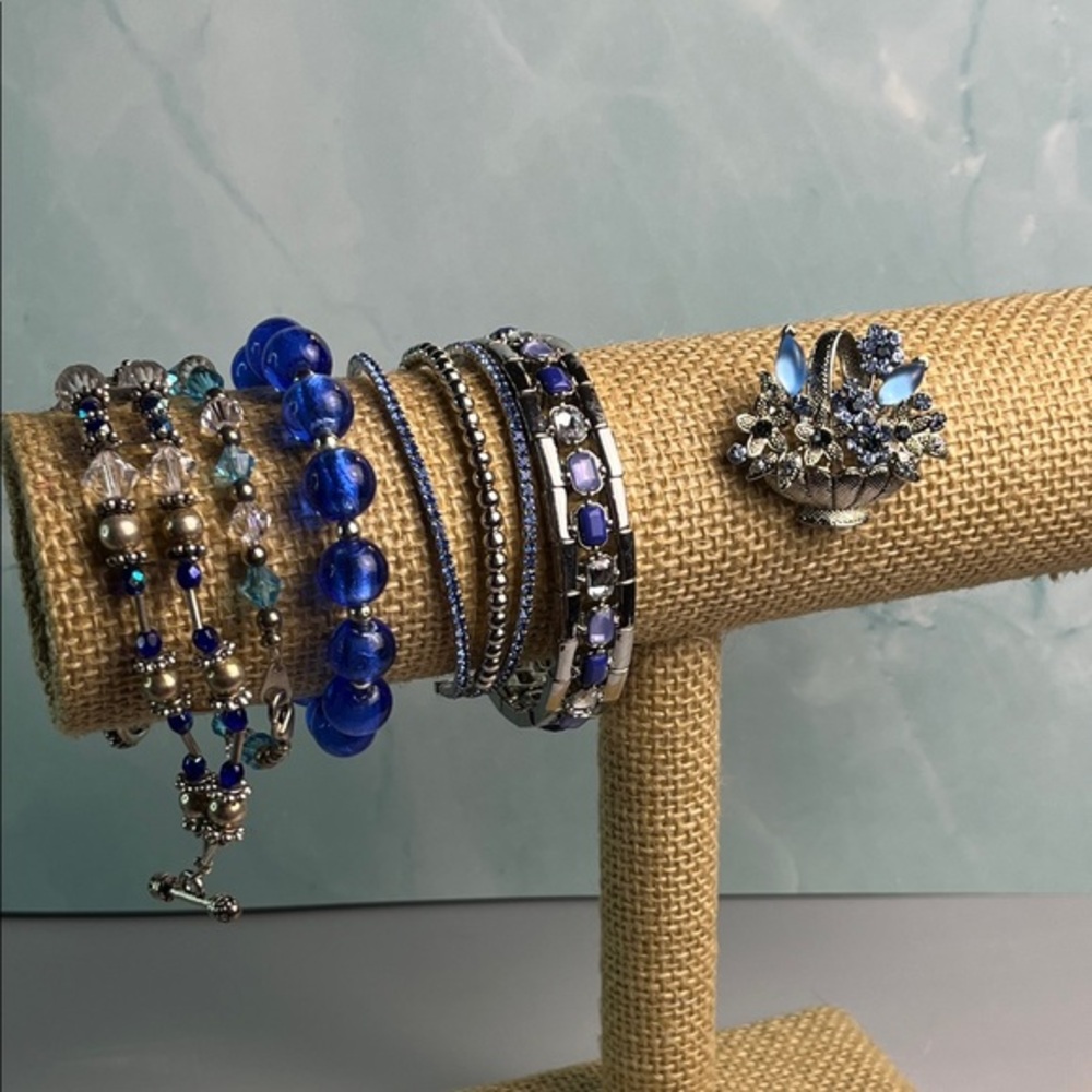 6 piece Blue and Silver Jewelry Set